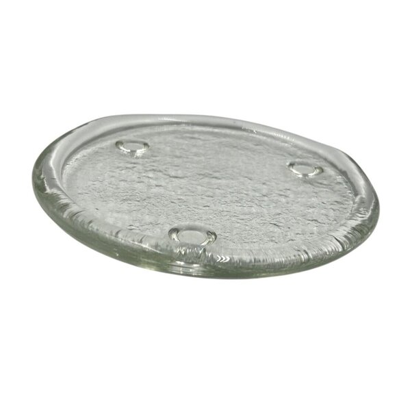 Riekes Crisa Handmade Glass Plate Textured Footed Clear 8" Turkey 1990s Vintage - Picture 2 of 7